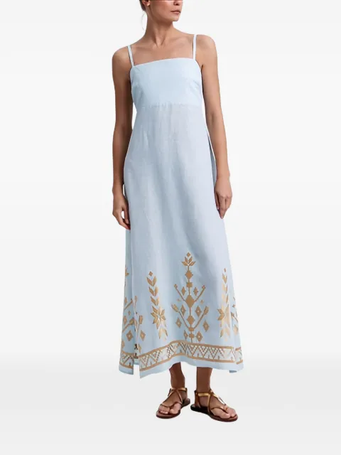 GREEK ARCHAIC KORI thin-straps gathered-back maxi dress Blue S26K2043211