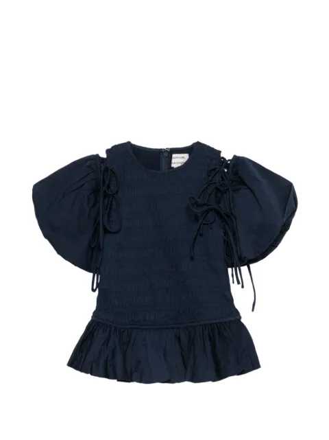 DAMSON MADDER Becca shirred peplum blouse Blue AW25DM2117