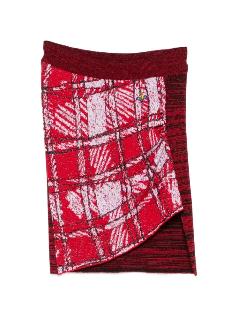 Vivienne Westwood check-panel asymmetric mini skirt Red 1802002BC00A1
