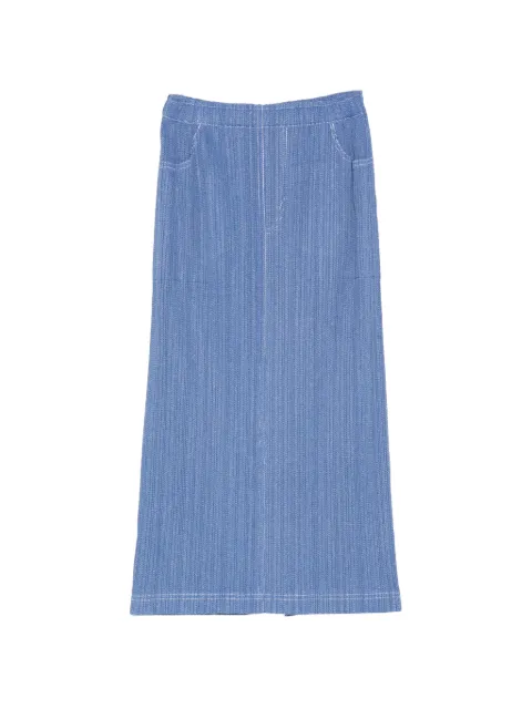 Pleats Please Issey Miyake pleated denim midi skirt Blue PP66JG214