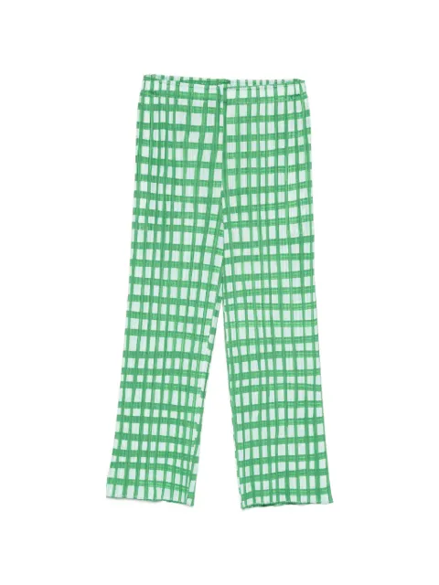 Pleats Please Issey Miyake Basket pleated cropped trousers Green PP66JF732