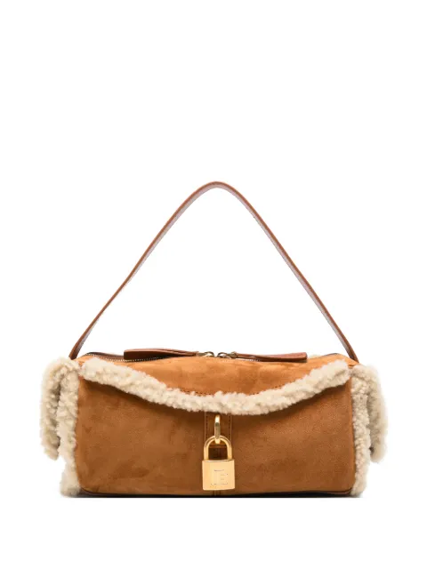 Balmain Pulse shearling-trim suede shoulder bag Neutrals HN1HG066LMOS