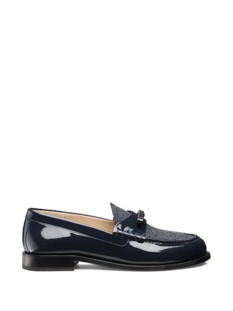 Stuart Weitzman Lottie bow round-toe loafers Blue SM338FTLN6G