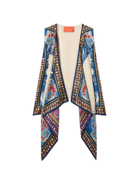 La DoubleJ open-front scarf-detail gilet Neutrals SCA0100SIL006LEM02BU03