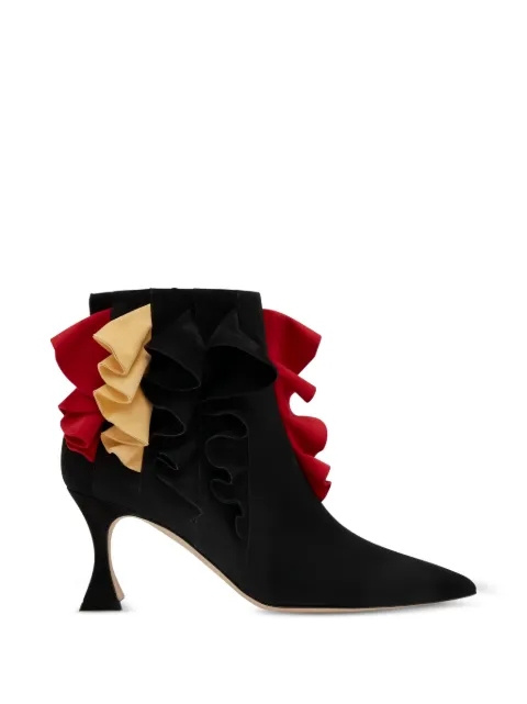 Manolo Blahnik ruffled-detail ankle boots Black 32427630001