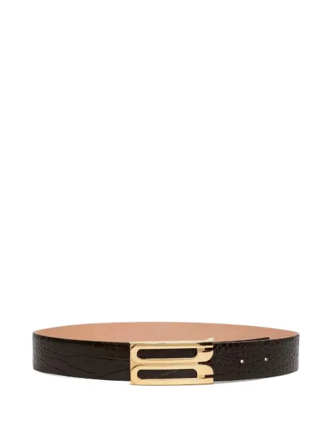 Victoria Beckham crocodile-effect logo-plaque belt Brown 1323ABL004941A