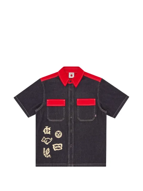 ICECREAM patchwork panel shirt Black IC25414