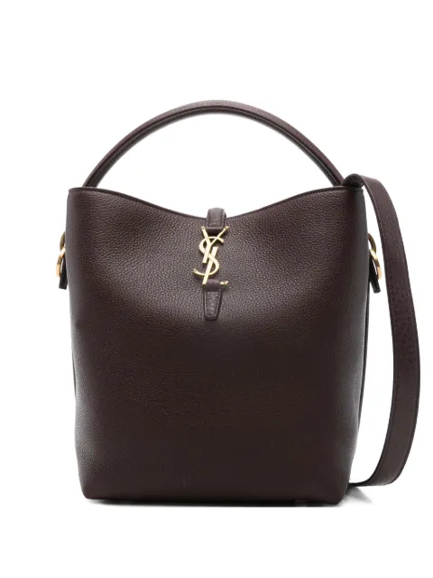 Saint Laurent supple Le 37 logo-hardware bucket bag Brown 860941AAF20
