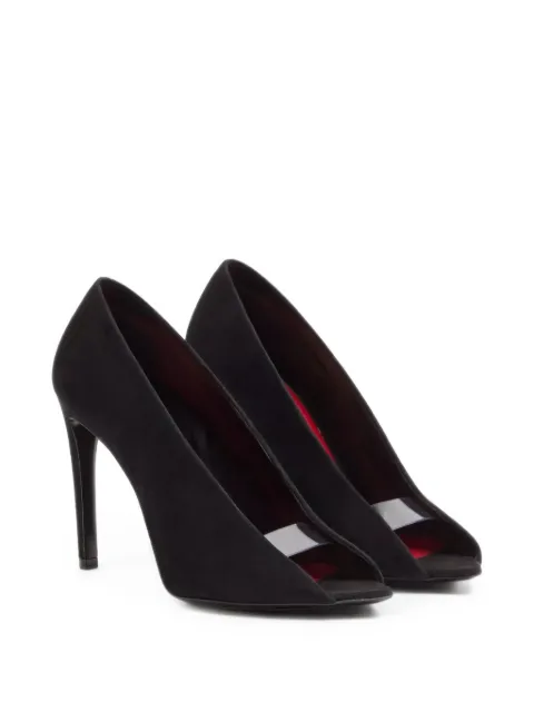 Valentino Garavani open toe Révélé suede pumps 105mm Black WS0PG5UHG