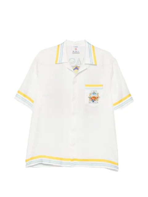 Casablanca tennis-landscape striped silk shirt White MSS26SH003