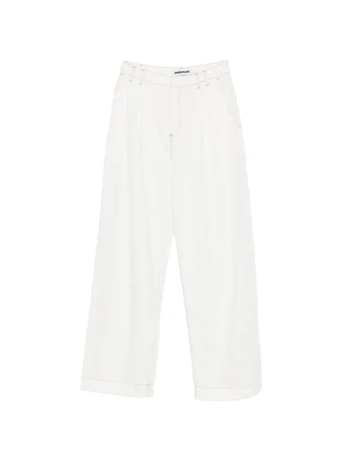 DARKPARK contrast stitch trousers White WTR89TWB03