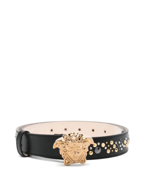 Versace studded medusa leather belt Black DCDD4421A16261