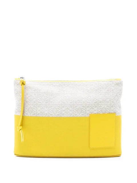 Loewe Pre-Owned 2022 Repeat Anagram Jacquard and Leather Oblong Pouch clutch bag Yellow ZZQAVTO0FVVZQXP4