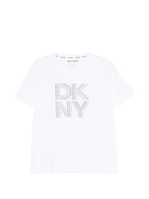 DKNY crystal-embellished logo-print T-shirt White DJ6T1741