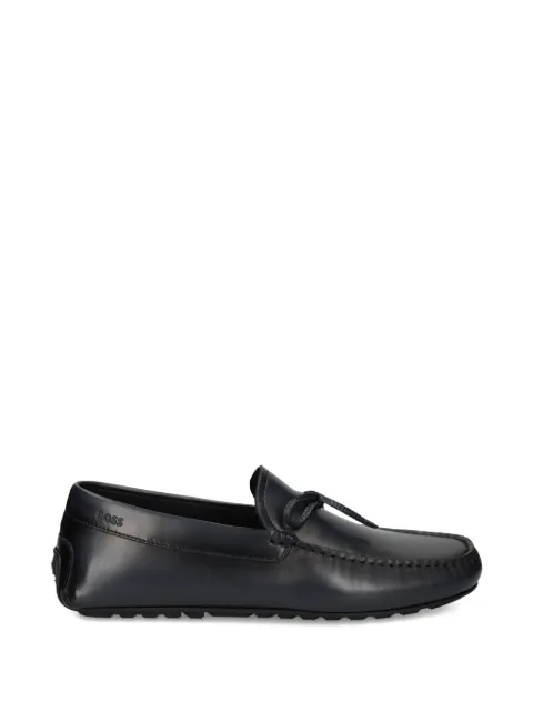 BOSS bow-trim driver moccasins in leather Blue 50557676