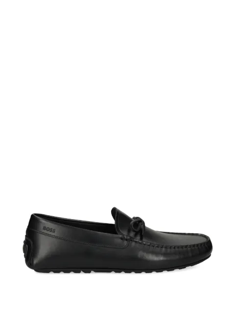 BOSS bow-trim driver moccasins in leather Black 50557676