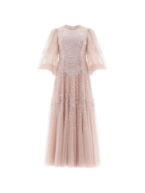 Needle & Thread scallop sequin crew-neck midi dress Pink DGTQ03RCR26SNS