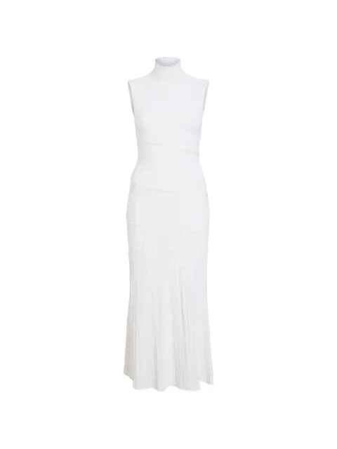 Proenza Schouler Federica micro-pleat turtleneck dress White R2617321KY415