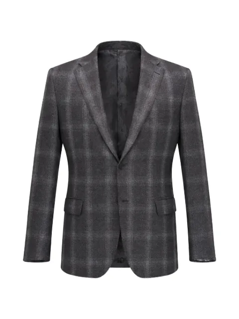 Brioni plaid v-cut lapels jacket Grey OC4941200