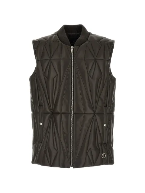 Moncler x Rick Owens quilted leather vest Black MU01F1A10M8116