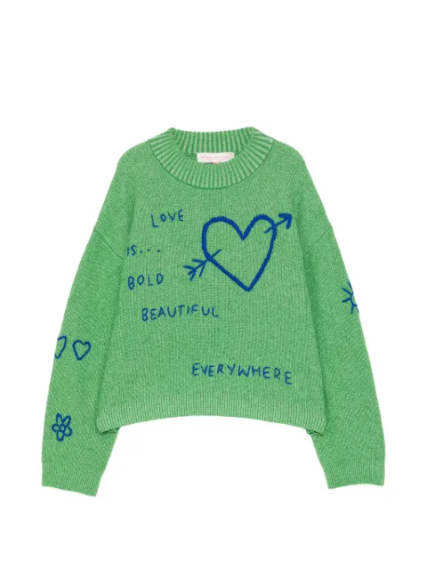 Mira Mikati heart-embroidered sweater Green KNT102ASS26