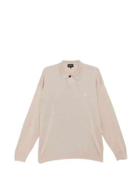 Giorgio Armani logo-embroidered polo shirt Neutrals GM003314AF25098U6154