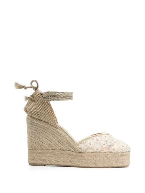Castañer floral lace wedge sandals White 026166CLAIR