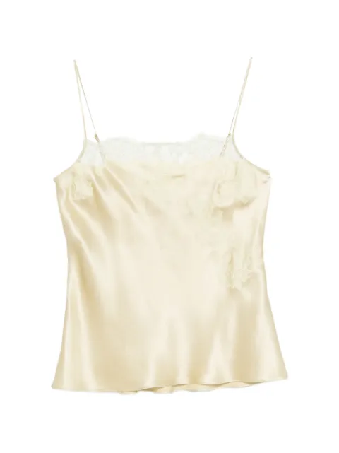 Carine Gilson satin lace-detail camisole Yellow LO0800HSS26LIMCIT