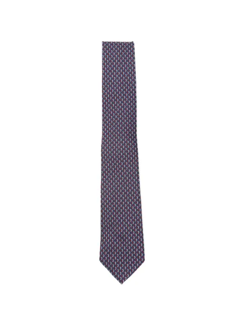 Ferragamo bicolor Gancini jacquard tie Blue 789243