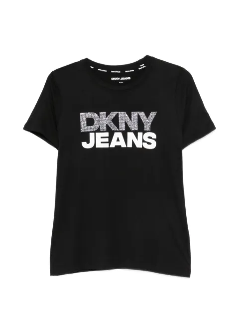 DKNY logo-print rhinestone-embellished T-shirt Black DJ6T1746