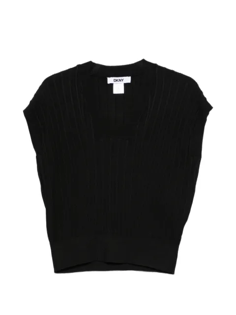 DKNY ribbed-knit V-neck top Black P51SAU13