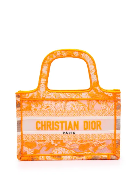 Christian Dior Pre-Owned 2022 Mini Canvas Embroidered Dioriviera Toile De Jouy Book Tote handbag Orange GTGAET1FLLIMRK75