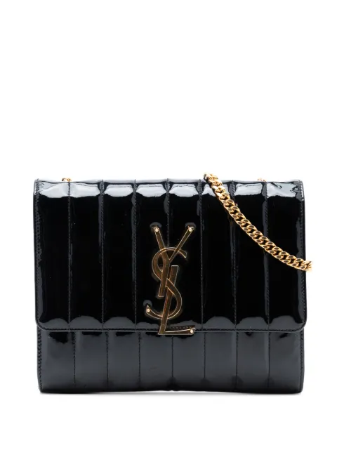 Saint Laurent Pre-Owned 2018 Medium Patent Vicky crossbody bag Black MHHRU8EG1NCXK7YL