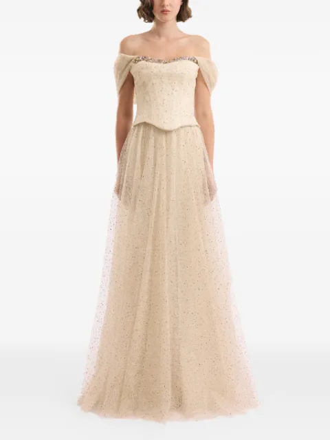Gemy Maalouf off-the-shoulder corset maxi dress Neutrals EDR242000LD