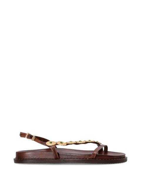 Kotris Sandals embellished-upper flat sandals Brown 14820