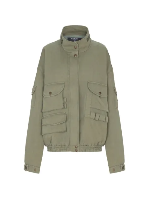 Balmain pockets twill bomber jacket Green GF0TFA85CG64