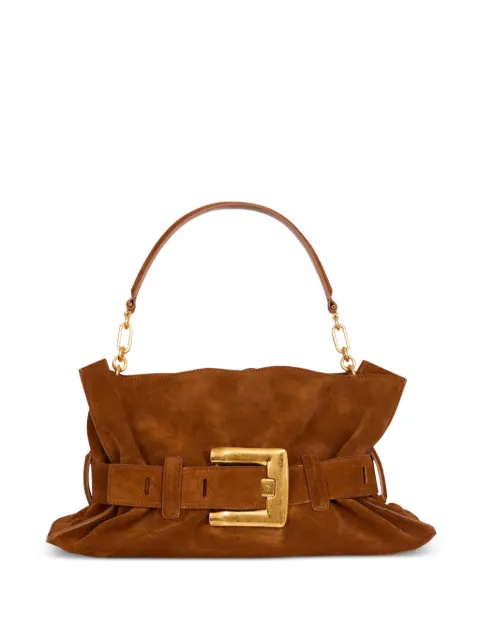 Balmain medium Anthem suede shoulder bag Brown GN0KK990LSDD