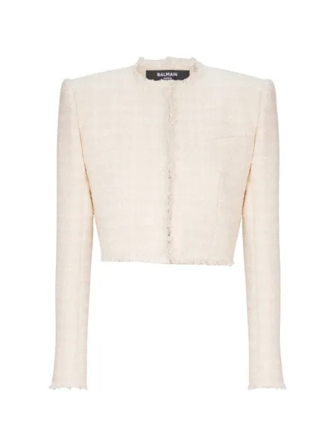 Balmain Spencer tweed cropped jacket Neutrals GF0SD227XL960FA
