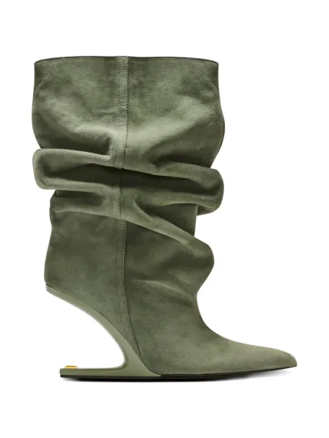 Balmain No Wedge suede ankle boots Green GN0TA236LCMK