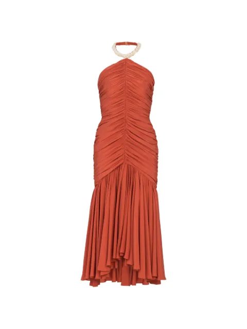 Balmain ruched halterneck midi dress Red GF0RJ230XM10