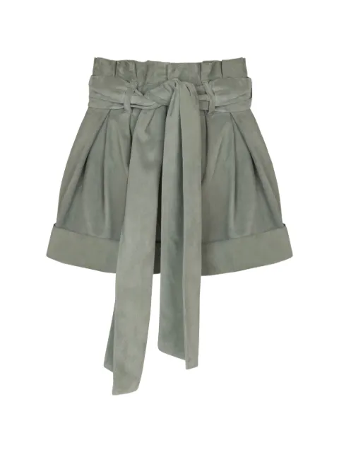 Balmain self-tie leather shorts Green GF0QA110LB12