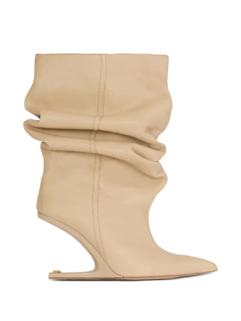 Balmain ruched smooth leather ankle boots Neutrals GN0TA236LVIT