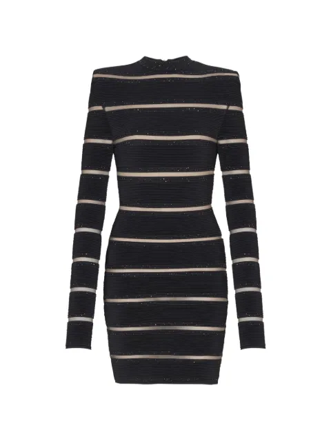 Balmain glitter striped bodycon dress Black GF0R8955KJ84EAD