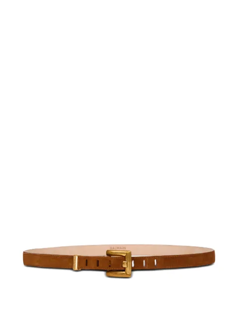 Balmain Anthem suede leather belt Green GN0WJ191LSDD
