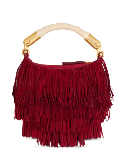 Balmain mini Ebene fringes leather shoulder bag Red GN0BS027LSFS3AW