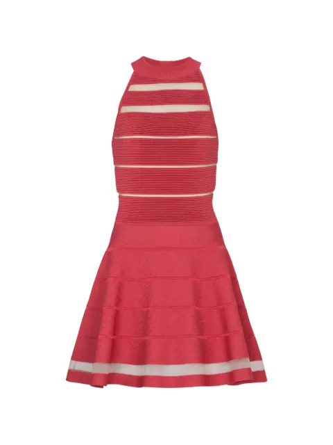 Balmain stripes knit flare dress Red GF0R5183KJ75