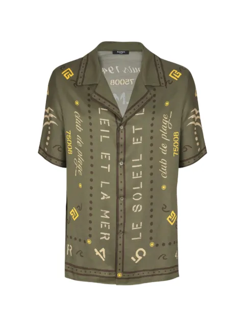 Balmain shirt with Balmain Club print Green GH0HN130VI80