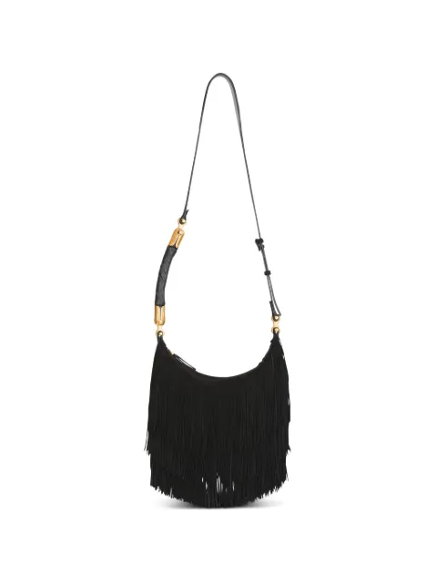 Balmain Ebene hobo fringed suede shoulder bag Black GN0BT053LWSF0PA
