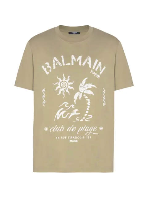 Balmain short-sleeve crew-neck T-shirt Green GH0EG000GF58