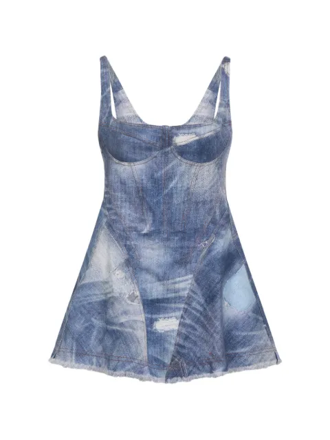 Roberto Cavalli frayed cotton mini dress Blue WQJ106DAR71